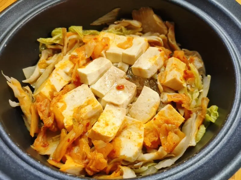 白菜豆腐のキムチ蒸し