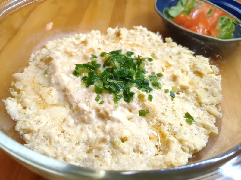 豆腐と鶏ひき肉のレンジ蒸し