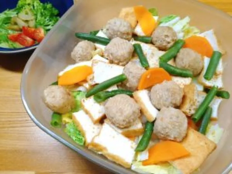 厚揚げと肉団子のレンジ蒸し